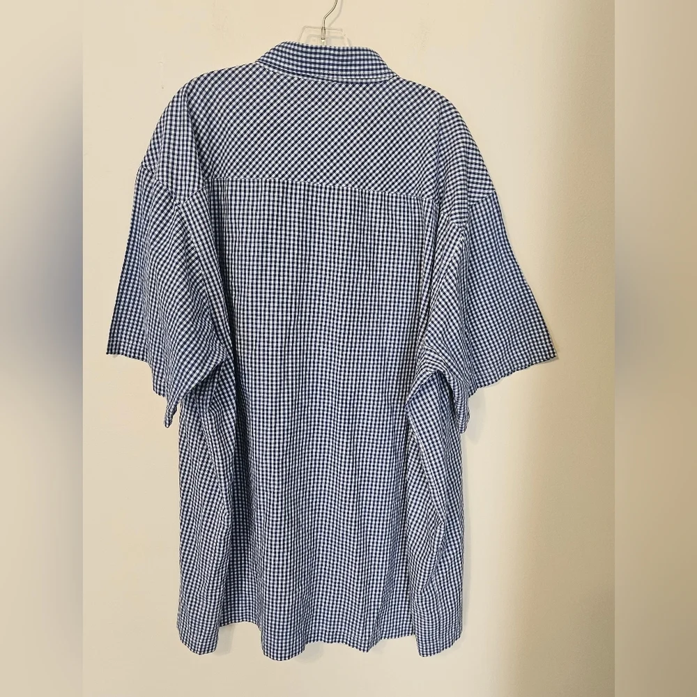 Avirex blue and white checkered short-sleeve button-up shirt Size 4X - Picture 6 of 7
